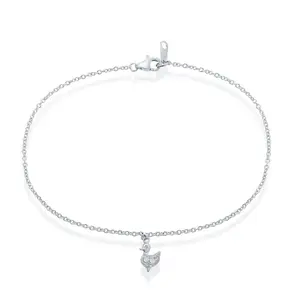 Sterling Silver Anklet W/ Hanging CZ Duck