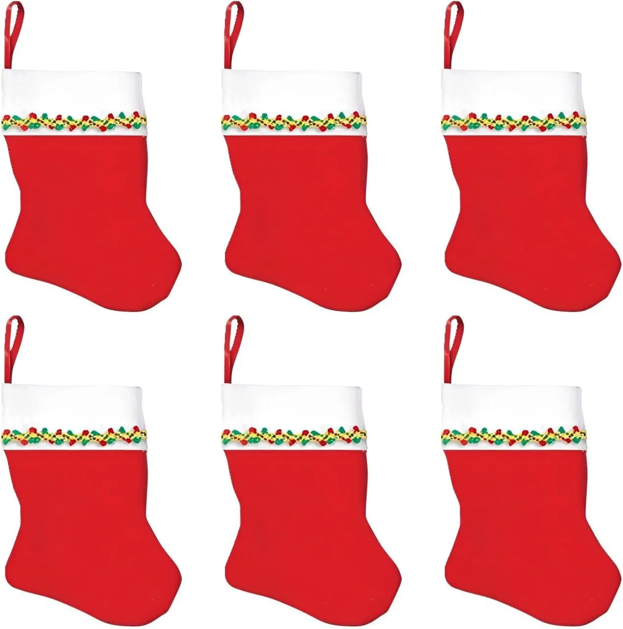 Amscan Santa's Delight Red & White Mini Felt Christmas Stockings - 5" (Pack of 6) - Perfect For Festive Holiday Decor & Gifts