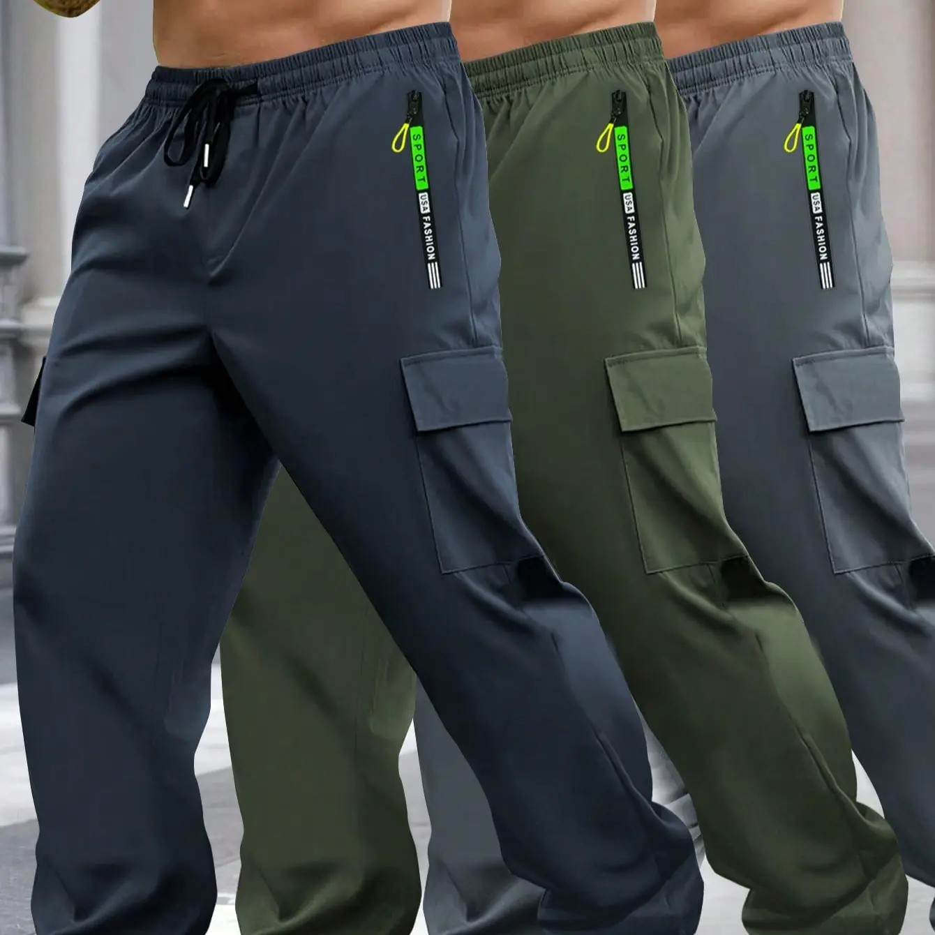 Navy Blue + Army Green + Dark Gray