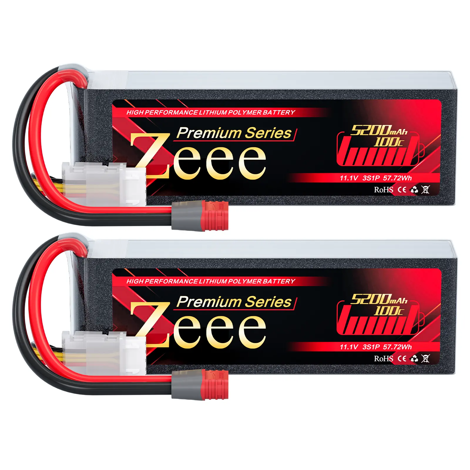 Zeee Premium Series 3S 5200mAh Lipo Battery 11.1V 100C Soft Case Battery with Deans T Connector for RC Plane Quadcopter RC Airplane RC Helicopter RC Car Truck Boat(2 Pack)