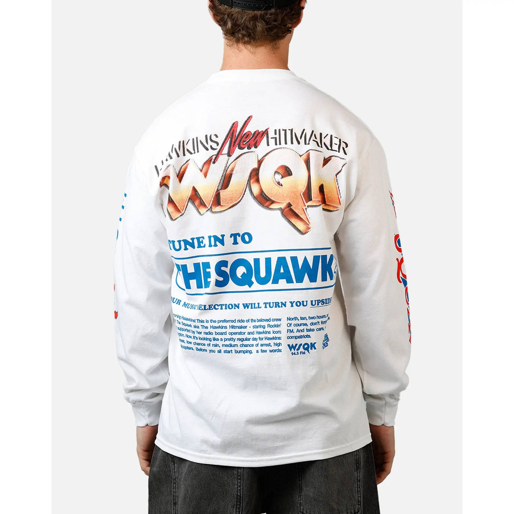 73Studio X Stranger Things The Squawk Long Sleeve T-Shirt White