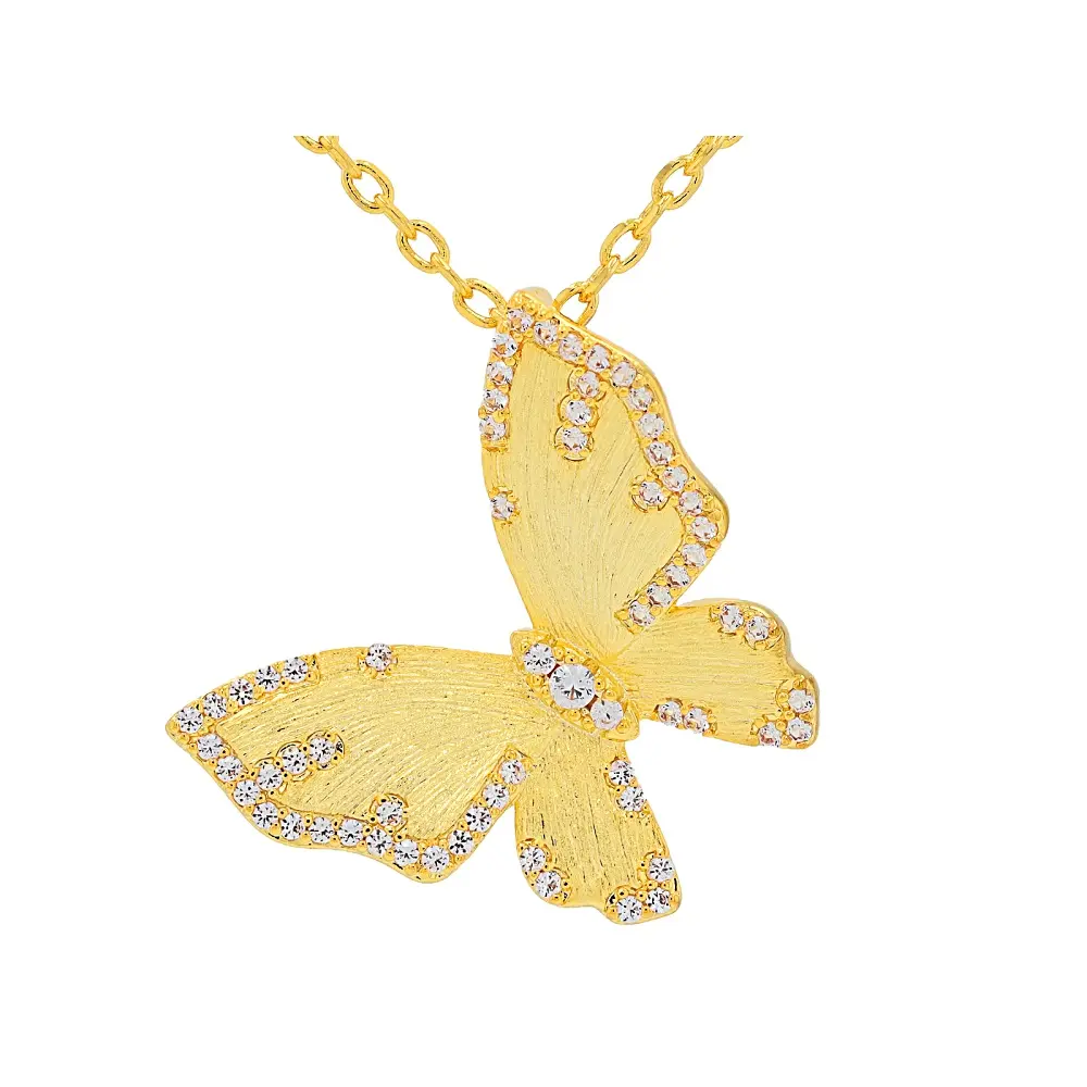 JTV White Lab Created Sapphire 18K Yellow Gold Over Brass Brushed Pendant With Chain 0.51ctw JTV White Lab Created Sapphire 18K Yellow Gold Over Brass Brushed Pendant With Chain 0.51ctw