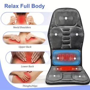 Full Body Massage Chair Cushion with Heating & Adjustable Lumbar Support - 9-in-1 Massage Modes, 3-Speed Heating, 10-Minute Timer, Overheat, Compatible with US Plug (100-240V) - Massage Chair for Home/Office Use, Men & Women - Ideal Gift for Back & Muscle