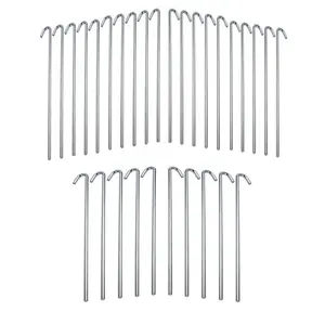IIT 9 inch 30-Piece Galvanized Steel Tent Pegs-Garden Stakes, Silver Steel