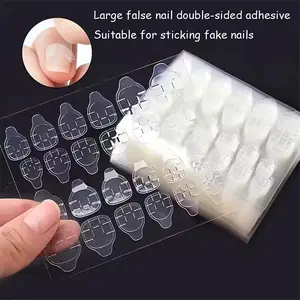 1200 pieces (50 sheets) press-on nail glue, 12 sizes of strong fake nail stickers, thin waterproof breathable nail glue, ultra-sticky double-sided jelly nail tape, transparent for nail art