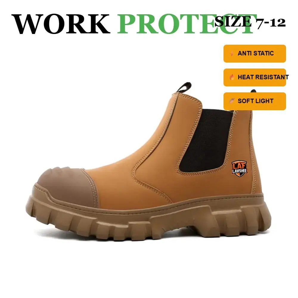 Lightweight Brown Safety Shoes for Men and Women, Steel Toe Work Sneakers, Anti Slip, Splash Proof, Puncture Resistant and Breathable for Delivery, Logistics and Daily Workwear