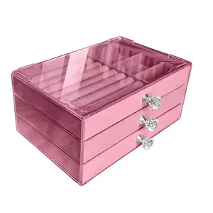 Multi-compartment Jewelry Storage Box, 1 Piece Elegant Jewelry Storage Box with Transparent Lid, Hard Plastic Jewelry Box Suitable for Necklaces, Rings, and Earrings Storage Unit Jewelry Box Home Jewelry Storage Box