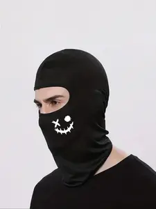 Evil Smile Print Balaclava Hat, Quick-Dry Comfortable Full Face Mask, Dustproof Cap, Unisex Polyester Sports Wear for Outdoor Activities, Ski Balaclava