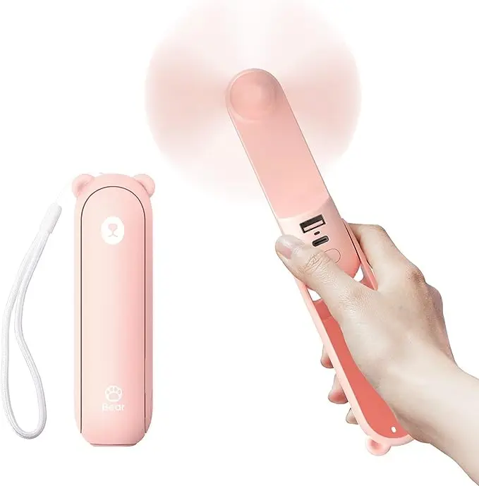 JISULIFE Handheld Mini Portable Fan - 3-in-1 Tools and Gadgets, Cool Gadgets with 4500mAh Rechargeable Battery, USB Fan, Portable Charger, Flashlight - Gifts for Travel, Daily Use, Travel Stuff, Car accessories