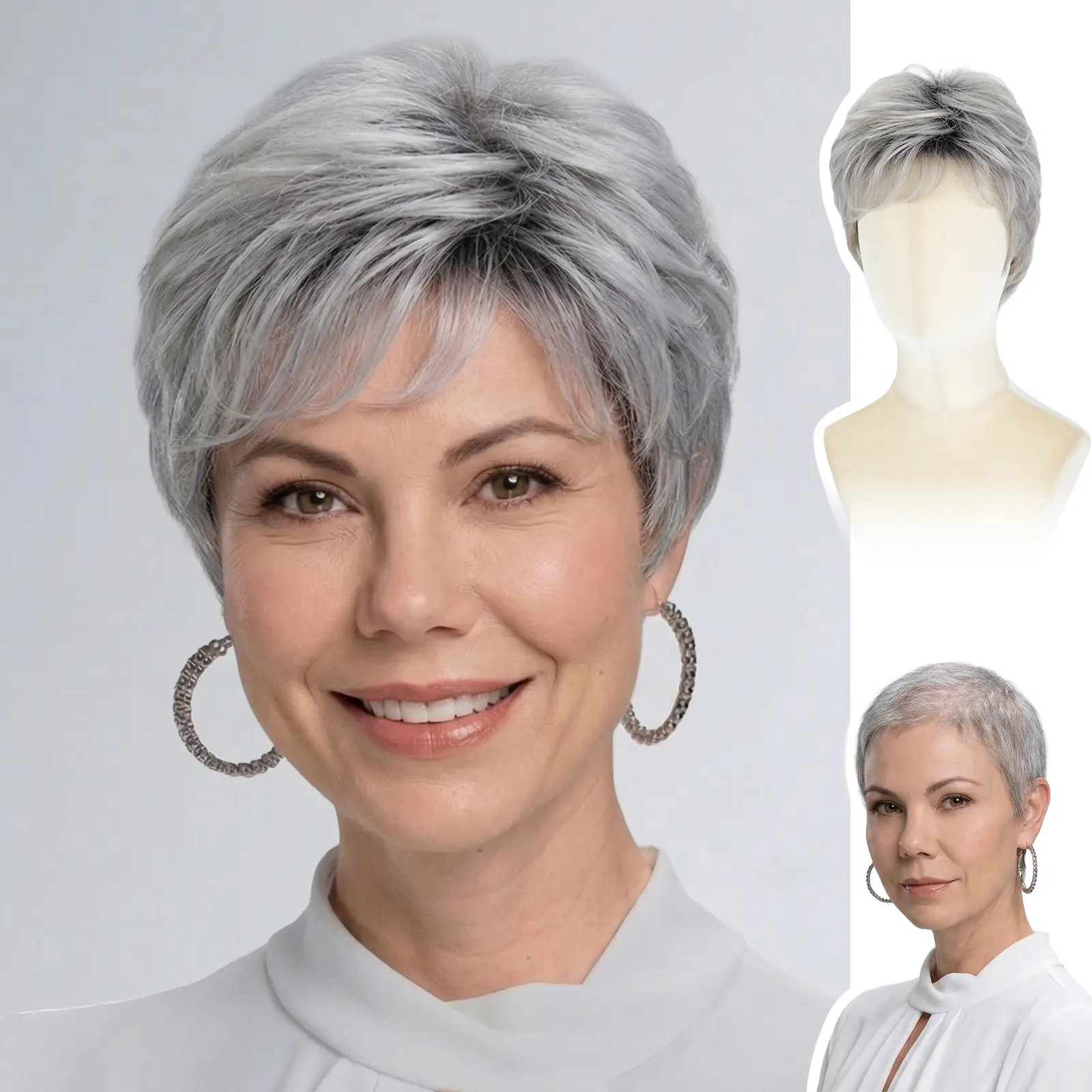 Gertrude - WIGYY Pixie Cut Wig with Bangs, Glueless Lace  display picture 3