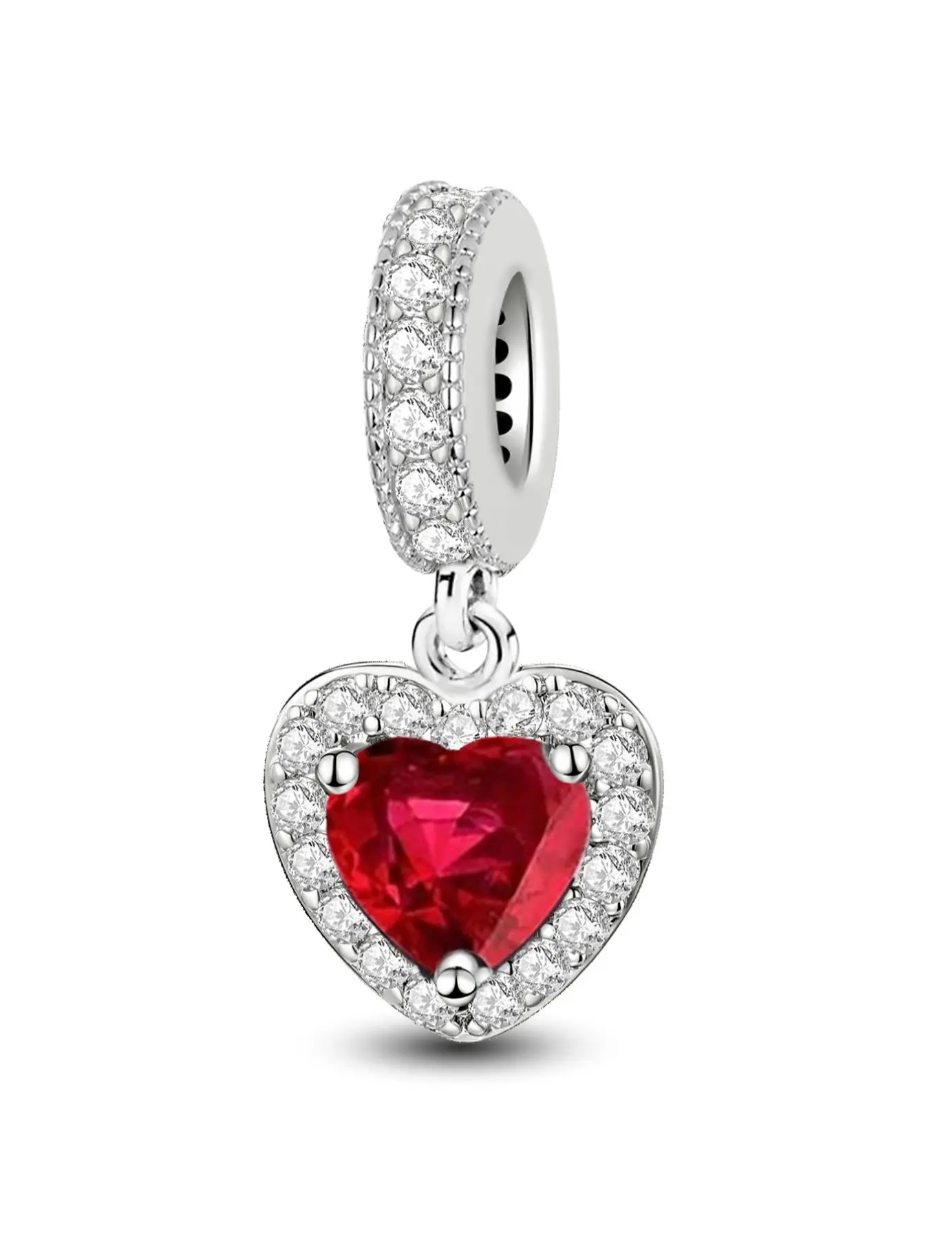 New Original Design Silver Color Plated Beaded Heart Series Pendant for DIY Bracelet Making Kit, Colorful Jewelry Gifts for Women
