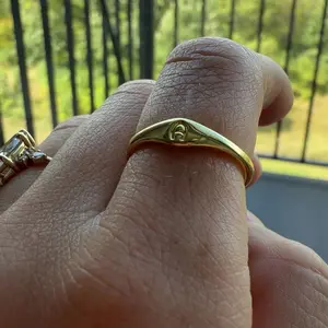 YADOCA 14 Karat Plated Gold Filled Initial Band Dainty Stacking Rings, Thin Letter Signet, Non Tarnish Gold Jewelry, Women's Pinky/Thumb Accessories, Sizes 6 10, Gifts for Girlfriend, Rings For Women