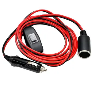 3m Cigarette Lighter Extension Cable 12V/24v Male Plug to Female Socket Wire with Switch 15a Fuse for Tire Pump Air Compressor