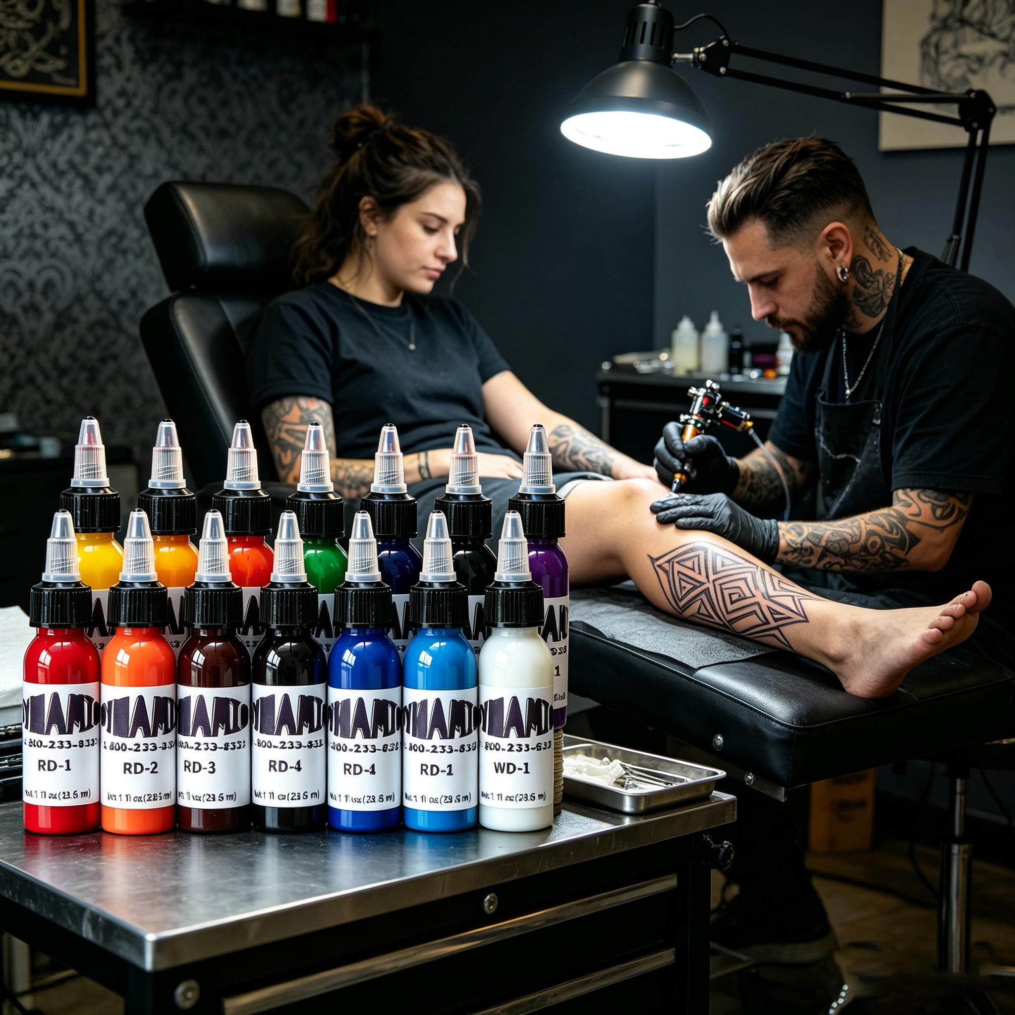 14-Color Vegan Prepared Tattoo Ink Set, 1oz Bottles, Fade-Resistant Vibrant, Smooth Consistency Supplies for Adult Artists, Multi-Style All Skin Types US-Popular Kit