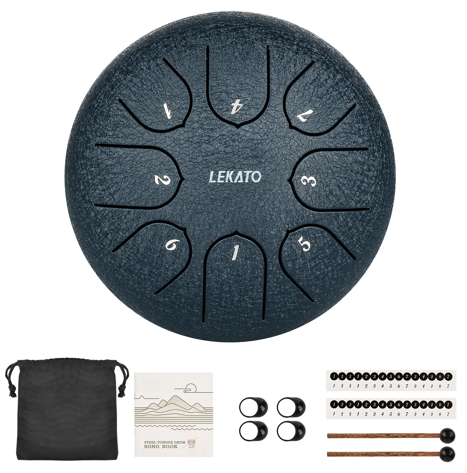LEKATO Steel Tongue Drum, 6 Inch 8 Notes Steel Handpan Drum, For Beginner with Song Book, Drum Mallets, Christmas Gift for Family