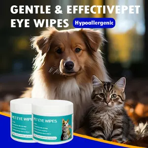 100pcs Pet Eye and Ear Wipes for Cats and Dogs, Tear Stain Remover and Eye Gunk Cleaner, Pet Grooming Essentials for Healthy Eyes