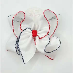 Red/Navy Moonstitch Bow