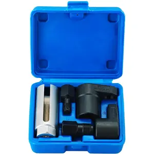 Automotive Oxygen Sensor Socket Set| 5 Pcs Offset Wrench Remover and Thread Chaser Kit for O2 Sensors (Red)