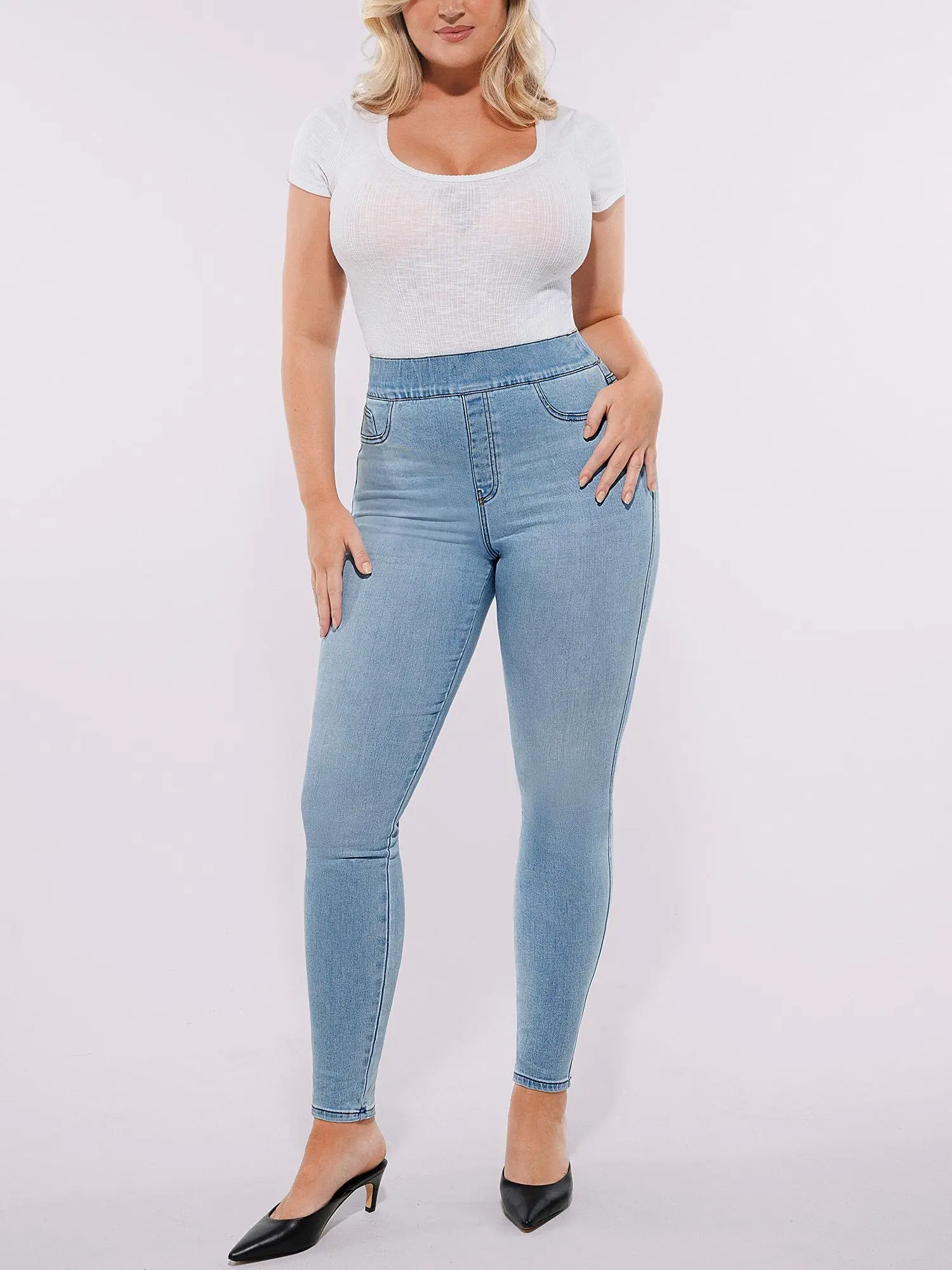 SHAPELLX High-Waisted Padded Hip Skinny Jeans