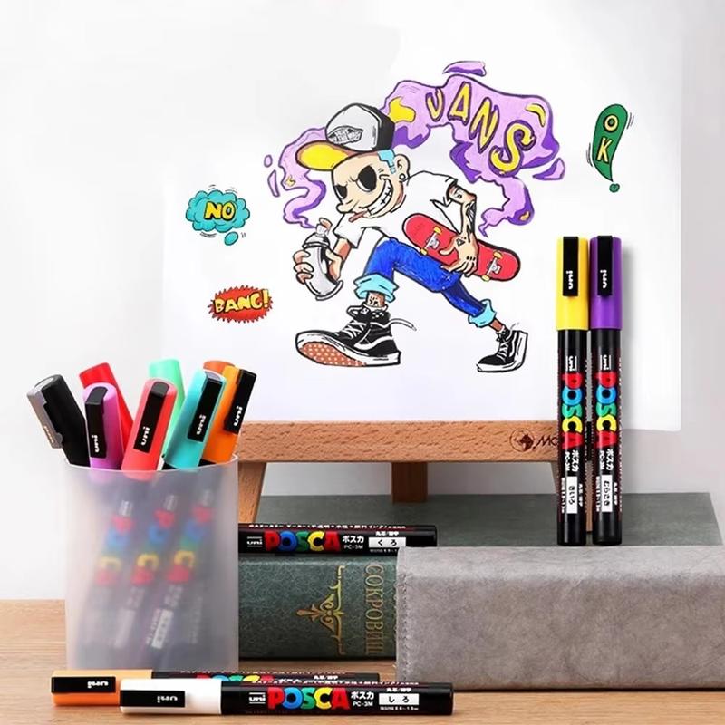 24pcs Japan UNI POSCA Markers Set PC-3M Anime DIY Painting POP Advertising Graffiti Art Supplies Children's Gifts