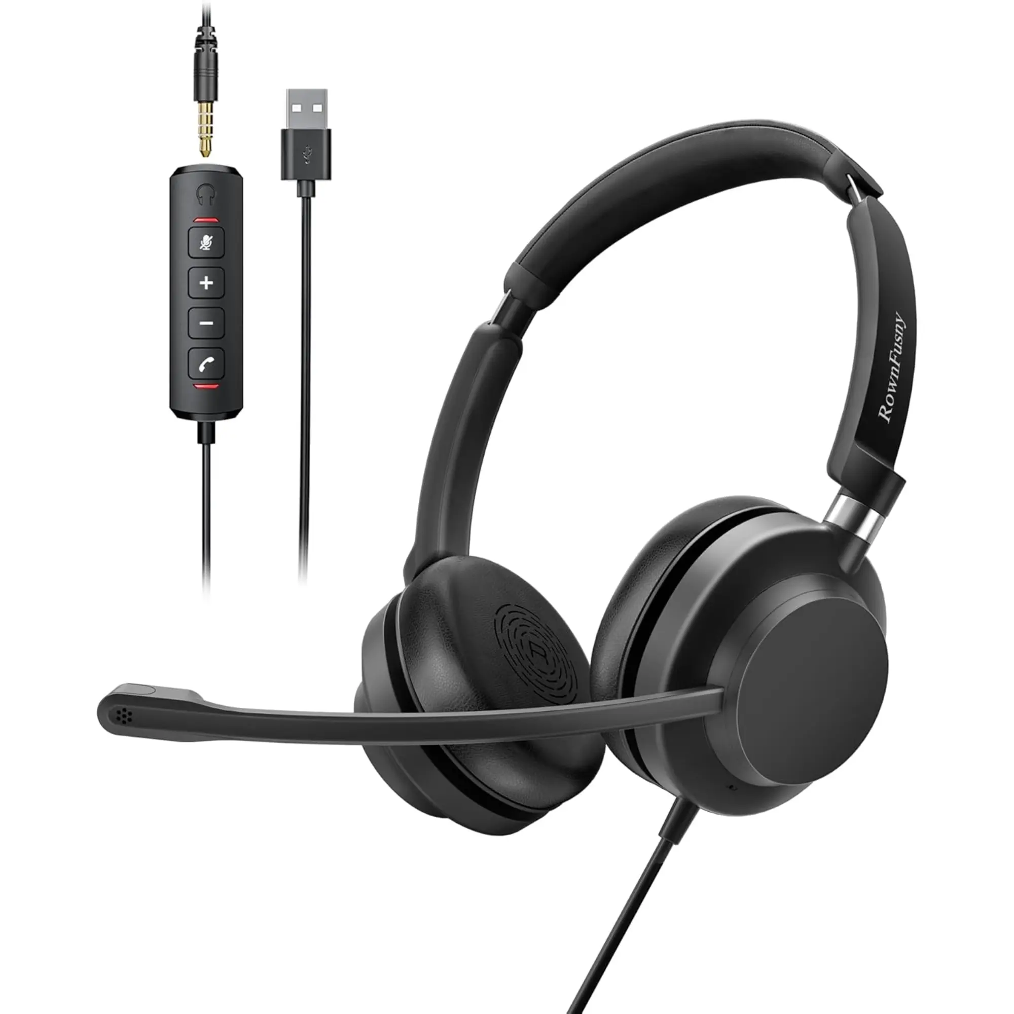 Rownfusny R01 USB Wired Headset With Noise-Canceling Mic