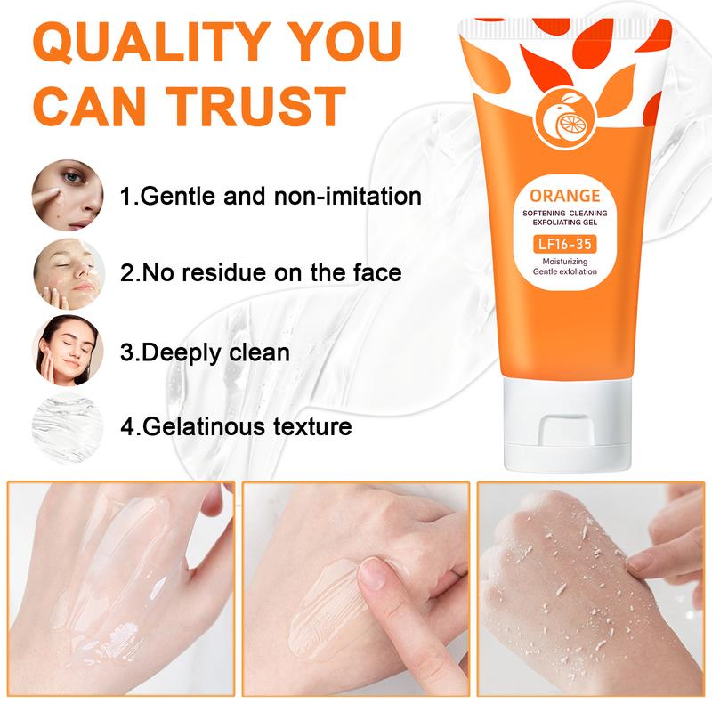 Orange Scented Exfoliator Clear Gel LF16-35 - Gentle Exfoliation for Face & Body, Deep Cleansing, Nourishing & Moisturizing, Suitable for All Skin Types