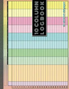 10 Column Log Book: Colorful Customizable & Multipurpose Logbook | Data Recording Log | 11”x8.5” Horizontal Layout, 80 Pages