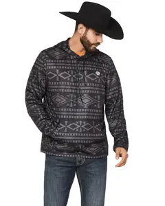 Rock & Roll Denim Men's And Southwestern Print Performance Hooded Sweatshirt - Bm94t07294