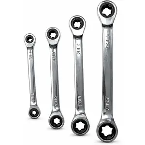 E-Torx Box Ratcheting Wrench Set, 4 Sets 72-Tooth Dual Head E6 E8 E10 E12 E14 E18 E20 and E24 Automotive & Mechanical Repair (Ratcheting)
