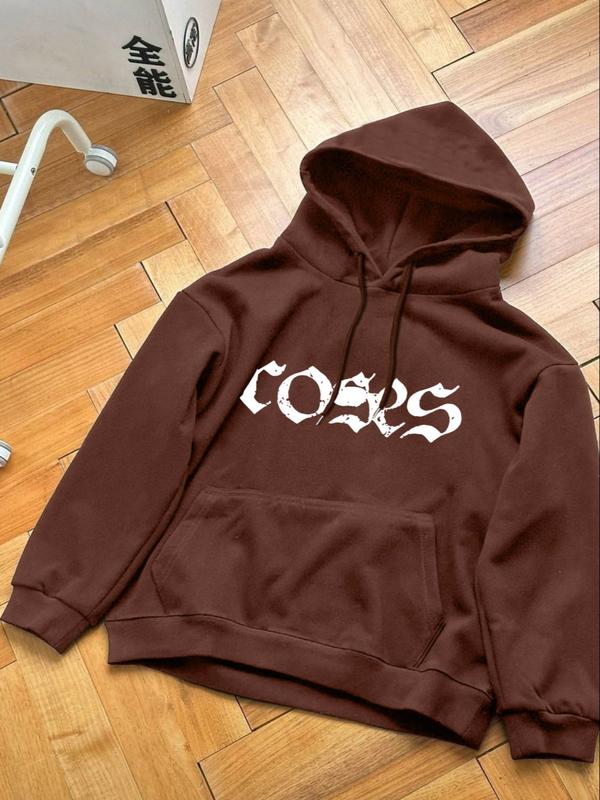 Street Fashion Pink Rose & Letter Print Hoodie - Retro Style Fleece-Lined Hooded Sweatshirt for Men in Colorful Blue/Black/Dark Green/Coffee, Autumn Winter Trendy Casual Pullover