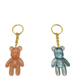 Bear Key Rings Resin - Adorable Bear Shaped Keychains in Brown and Blue Colors