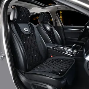Queen Crown Car Seat Covers with Rhinestones, Car Seat Decorative, Front & Rear Universal Fit Car Seat Mat, Luxury Auto Interior Accessories