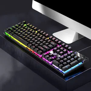 104-Key Gaming Keyboard - RGB Backlit, USB Wired, Black Mixed Light| Tactile Typing, Ergonomic Design| PC/Laptop Peripherals Mother's Day Gift