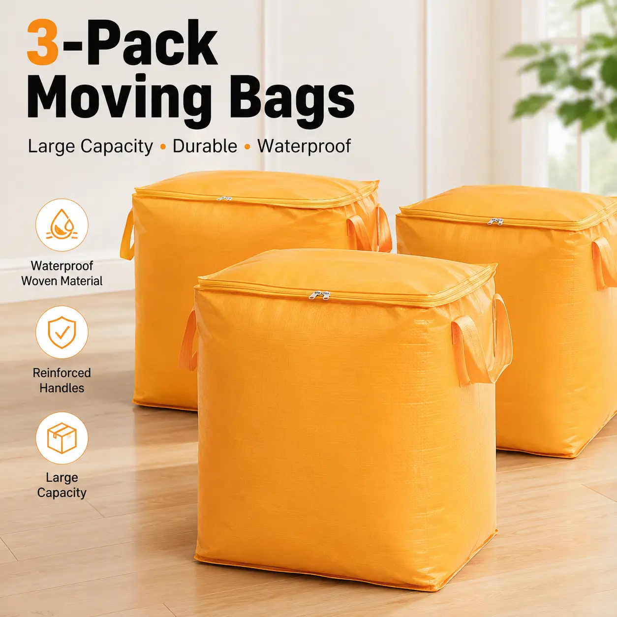 Large Capacity Moving Storage Bag, Heavy Duty Woven Sack for Quilts & Clothes, Student Moving Luggage Shipping Bag