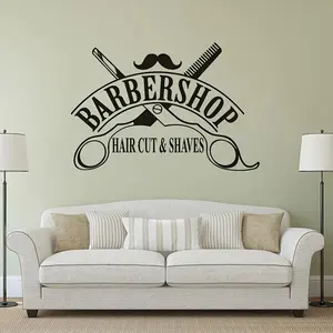 1pc Barber Shop Wall Sticker Stylish Haircut And Shave Design For Beauty Salons And Spas Vinyl Wall Decor For Barbershop
