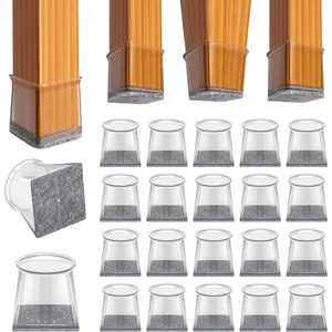 Chair Leg Protectors Square Chair Leg Protectors for Floors Pads Covers to Protect Floors Clear-20 Pcs Square S (3/4" to 1-1/16")