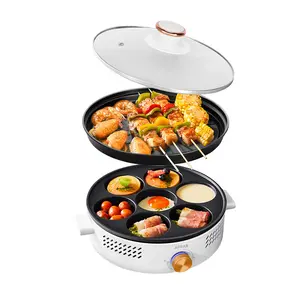 AORAN Two-in-One Nonstick Electric Griddle-One Layer for Baking Pancakes, One Layer for Grilling meat, Dishwasher-safe.