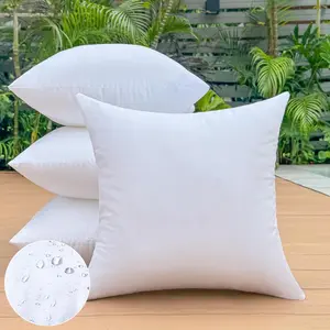 16 x 16 Outdoor Pillow Inserts Set of 4 Small Square Patio Furniture Pillows for Porch Couch Fall Throw Pillow Inserts  Decorative Stuffer Pillows  White Sofa Cushion