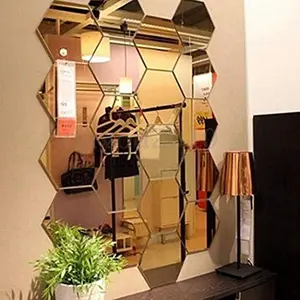 Manco Luella Mirror Wall Stickers, 12 count Hexagon Mirror Art DIY Home Decorative Hexagonal  Sheet Plastic Tiles Living Room Bedroom Sofa TV Background Wall Decal Decoration ()