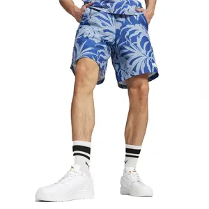 PUMA Mens Essentials Palm Resort Graphic Woven 8 Inch Shorts Casual Bottoms Casual - Blue