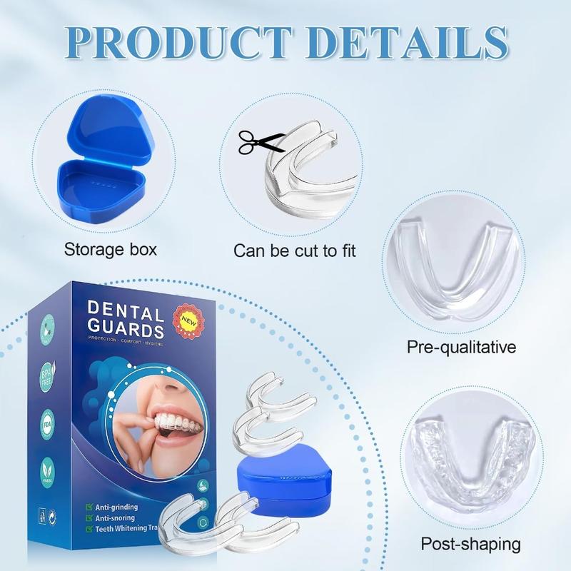 4-Pack Dental Mouth Guards for Teeth Grinding & Anti-Snoring – Reusable Custom-Fit Night Guards, Teeth Whitening Trays, Essential for Oral Health Protection, Mouthpiece
