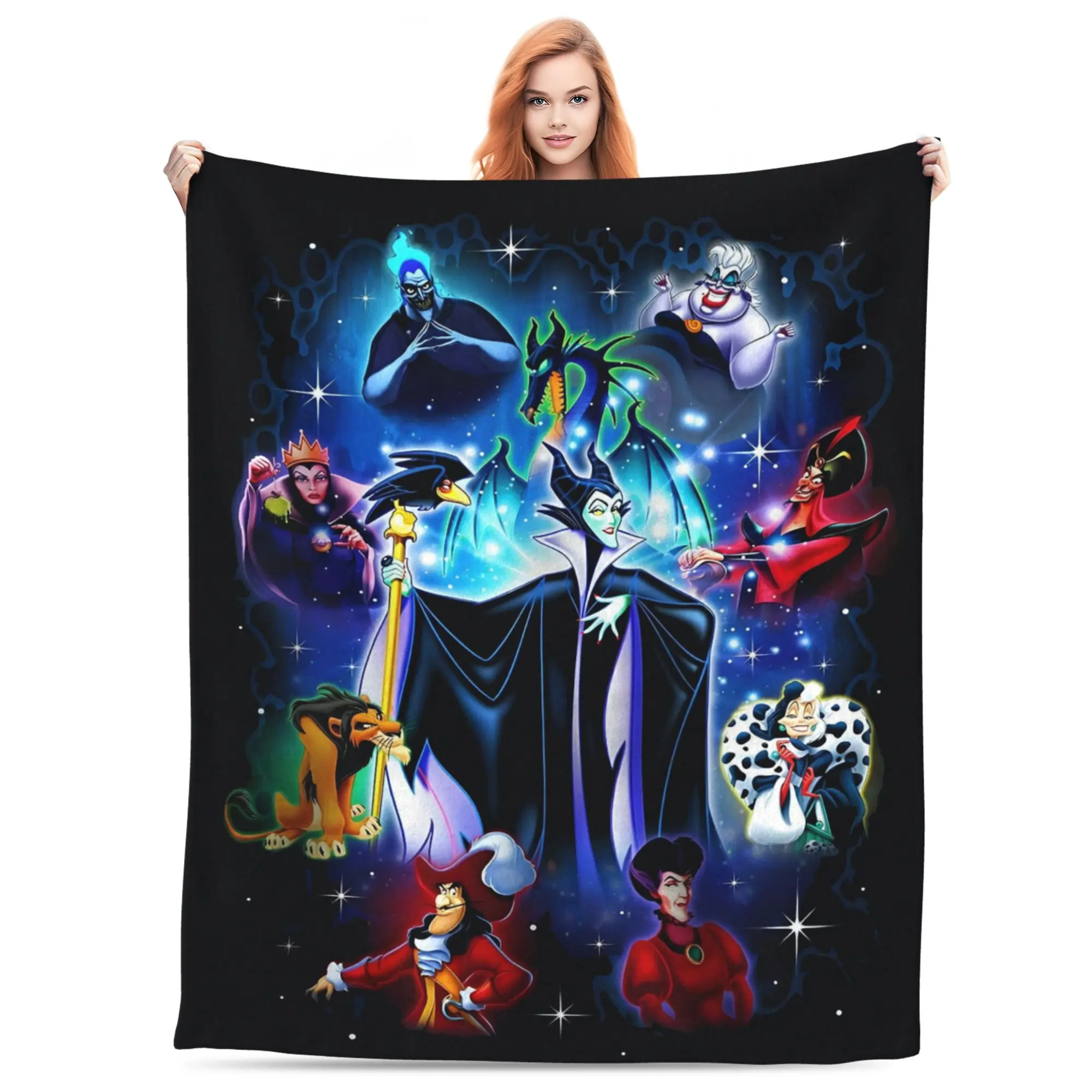 [SummerVibes] DISNEY CLASSIC Villains Throw Blanket – Epic Cosmic Design, Dark Fantasy Art on Soft Fleece for Fans of Classic Antagonists