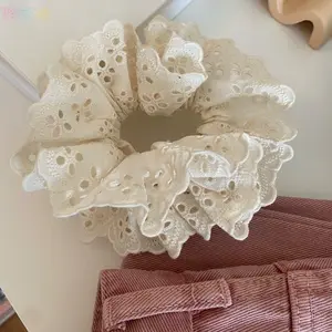 Women's Elegant French Style Lace Hair Scrunchies, 3 Packs High Value Elastic Hair Ties, Soft Gentle Ponytail Holders Hair Rope, Fashion Hair Accessories for Daily Wear Party Dating Makeup Work