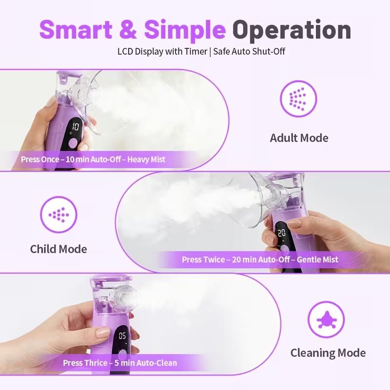 Handheld Portable Nebulizer for Daily Personal Care - Self-Cleaning Mode, Rechargeable, USB-Powered, Quiet Operation, Easy to Use and Maintain Handheld Portable Nebulizer for Daily Personal Care - Self-Cleaning Mode, Rechargeable, USB-Powered, Quiet Operation, Easy to Use and Maintain