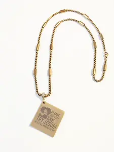 Black Woman Faith Necklace – “Please Don’t Try Me, Try Jesus” Pendant | Stainless Steel Gold Chain | Christian Jewelry Gift for Her