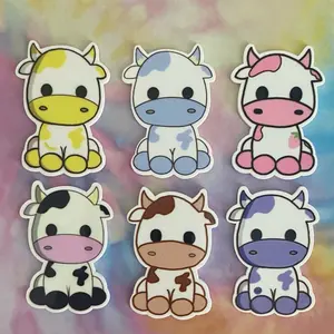 Set of Six Cow Flatbacks Planar Resin Charms