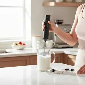 Rechargeable USB Handheld Milk Frother - Stainless Steel Electric Whisk for Cappuccino, Latte, Matcha, Keto Coffee & Protein Shakes, Black, Mother's Day Gifts