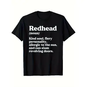 shirt merch Funny Redhead Definition Ginger Hair MC1R Gene T-Shirt - Humorous Redhead Traits Graphic Tee for Men & Women, 100% Comfort Fit Casual Round Neck Short Sleeve Shirt with Funny Ginger Hair Phrases, S-XXXL , Funny Gift for Redhead