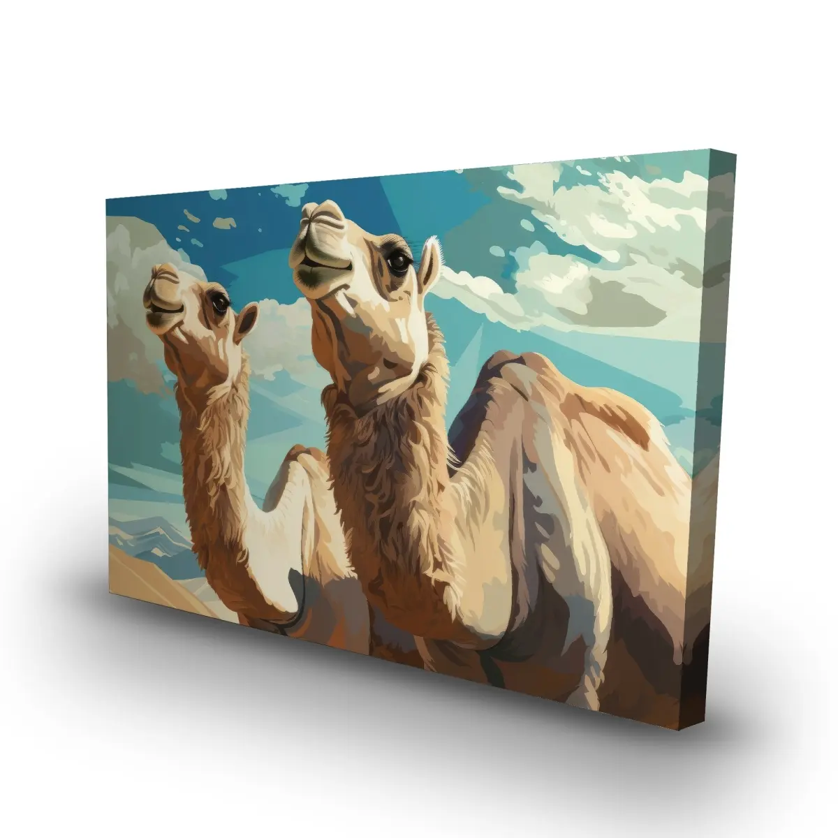 Pictorem C1RC2436W0A12F 24 x 36 in. Camels Looking Up - Beige Canvas Wall Art for Home Decor