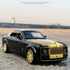1:24 Rolls-Royce Alloy Car Model Die-cast Toy Vehicle Metal Toy Car Model Collectible Simulation Sound and Light Children's Gift